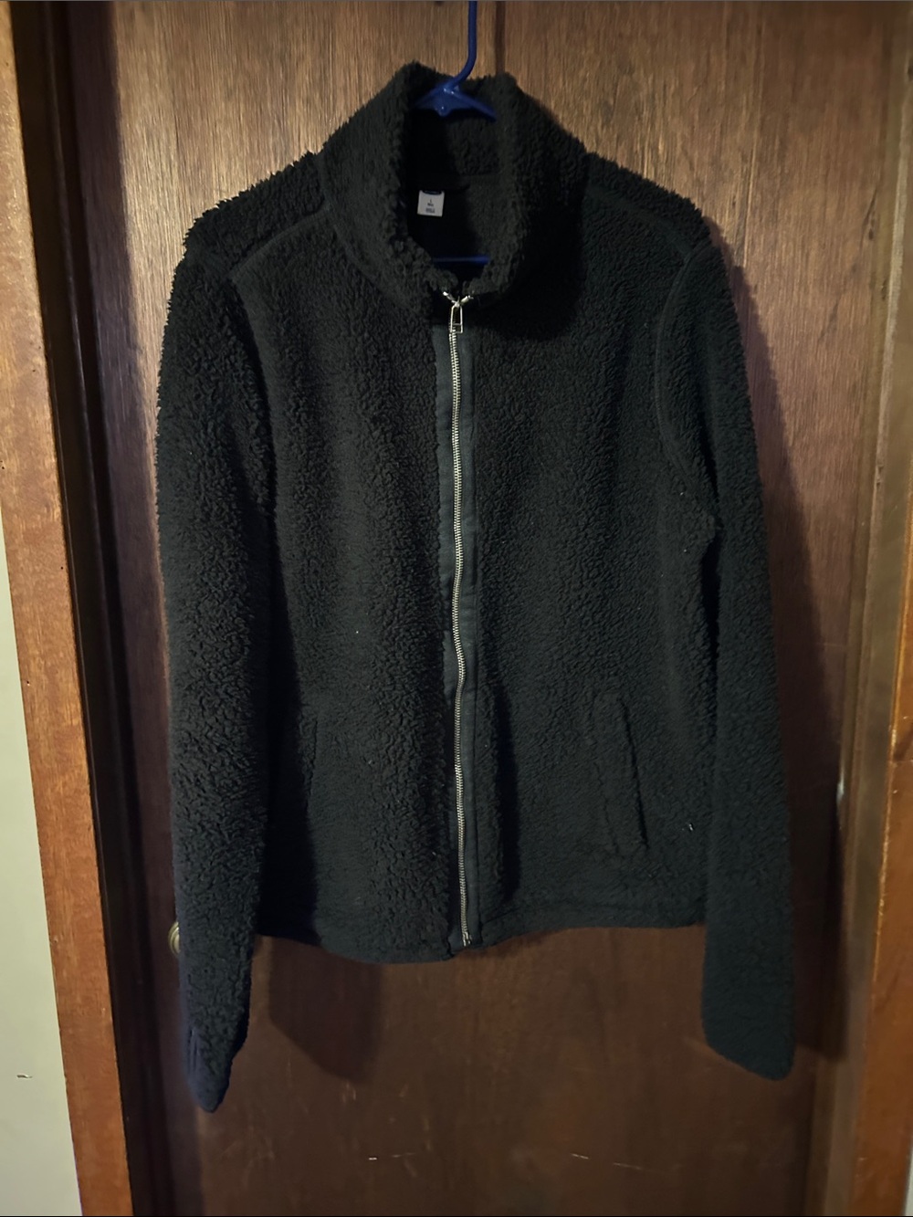 Old navy Black Sherpa Full-Zip Jacket with thumb holes